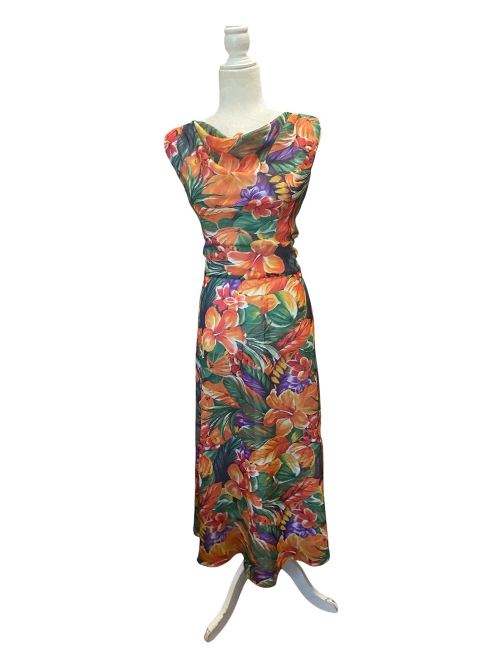 Roberta II Womens Vintage Long Floral Maxi Dress Shear 1970s Style Dress
